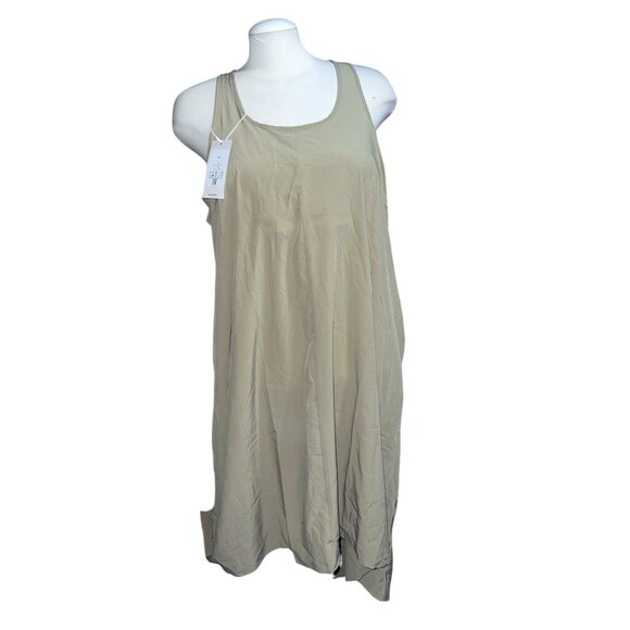 Halara NWT Breezeful Racerback Tank Casual Midi Dress Pockets Sz XL Womens Beige - Picture 3 of 14